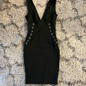 Sexy Forest Green Dress with Gold Embellishments